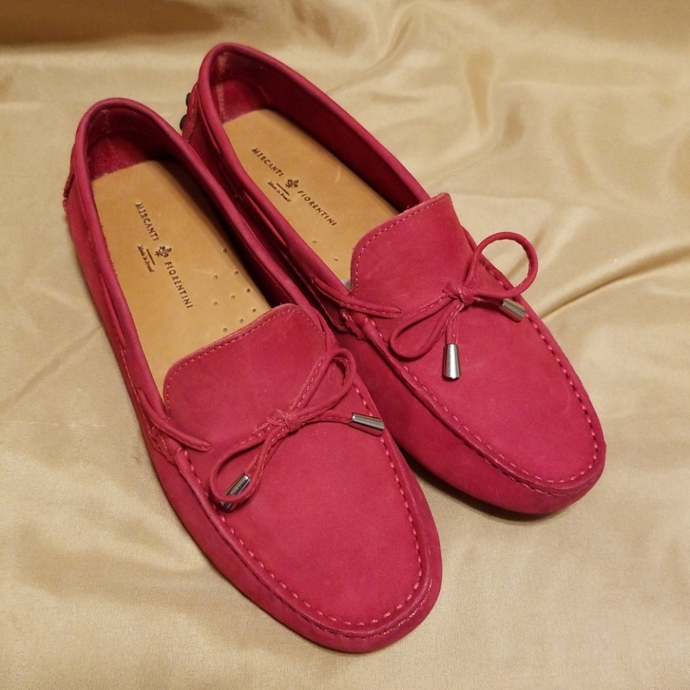 Red driving moccasins